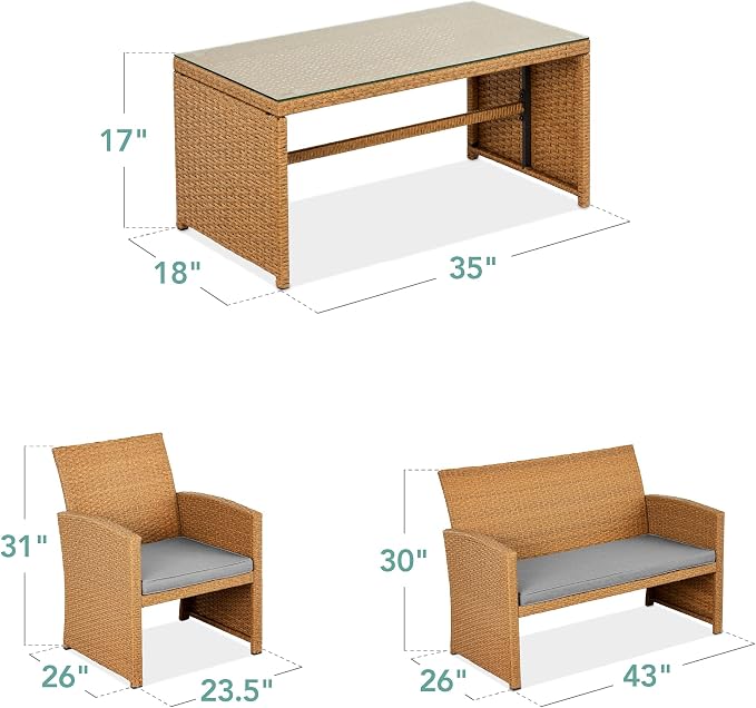 Best Choice Products 4-Piece Outdoor Wicker Patio Conversation Furniture Set - Image 7