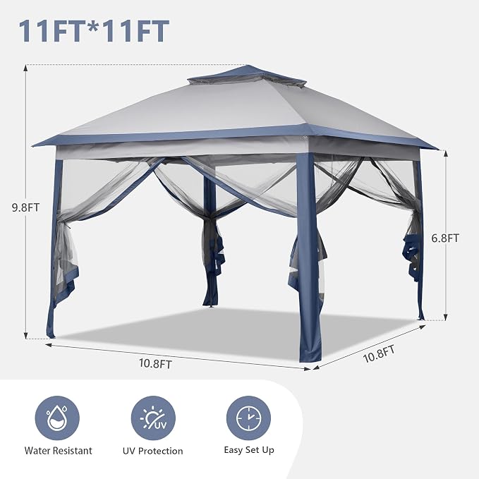 GDY 11x11 Pop Up Canopy Tent, Outdoor Canopy - Image 2