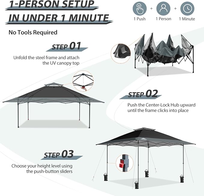 EAGLE PEAK 13x13 Straight Leg Pop Up Canopy Tent Instant Outdoor Canopy Easy - Image 2