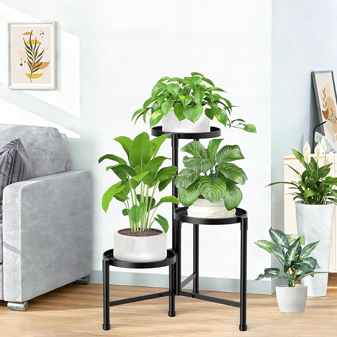 3 Tier Metal Corner Plant Stand Indoor Outdoor, Heightened widened 30'' Tall - Image 9