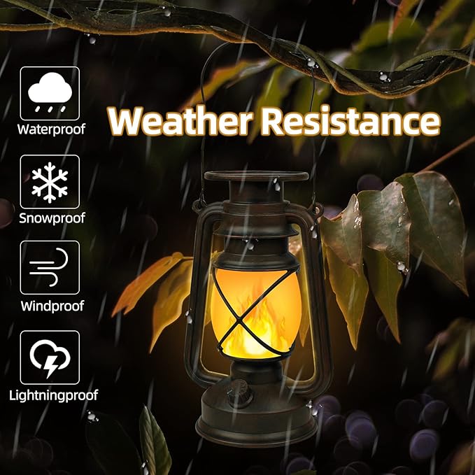 Solar Lantern Outdoor Waterproof, LED Vintage Flickering Flame Solar Lights - Image 5