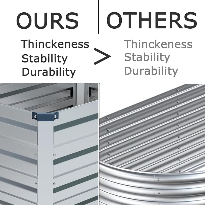 4x3x1ft Galvanized Raised Garden Bed, Outdoor Planter Box Metal Patio Kit - Image 4
