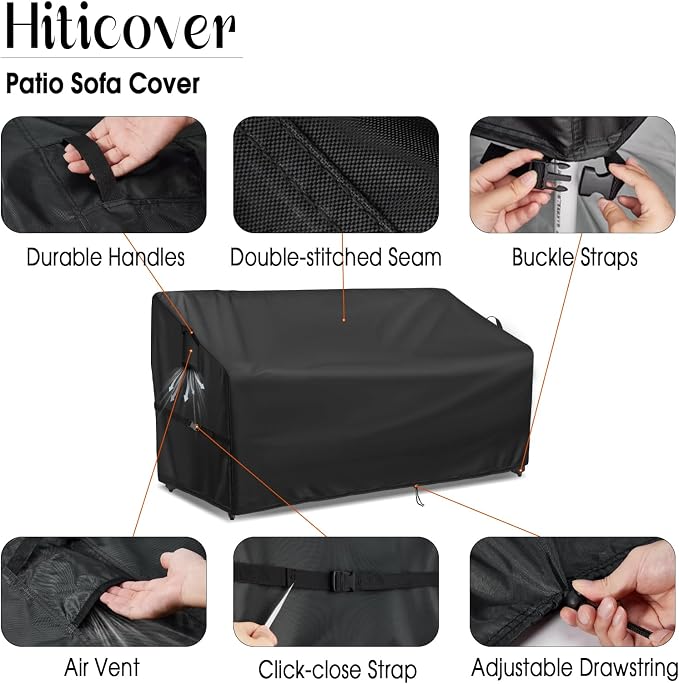 Outdoor Sofa Cover, 56 Inch Waterproof Paito Couch Loveseat Cover, Furniture - Image 3