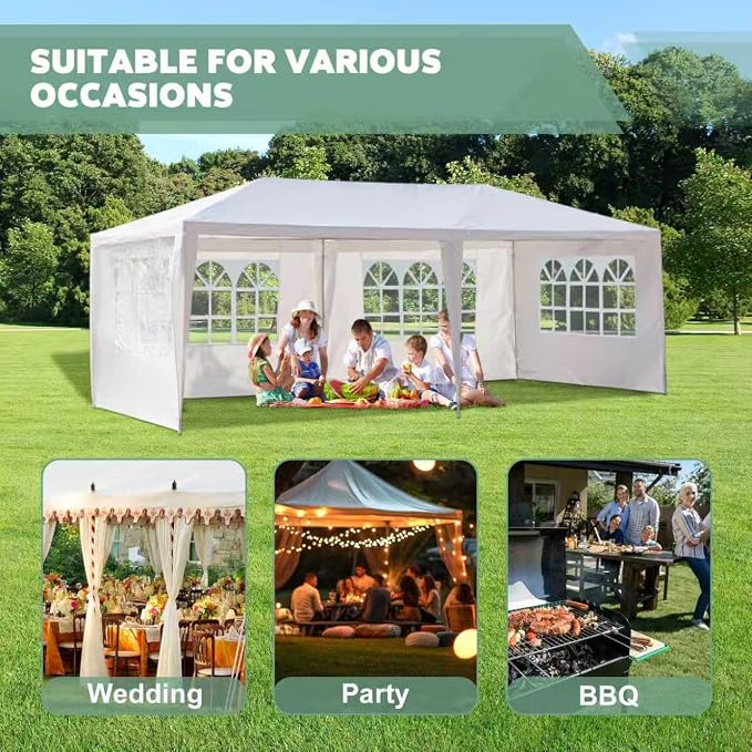 Outdoor 10' x 20' White Gazebo Canopy Tent - Image 6