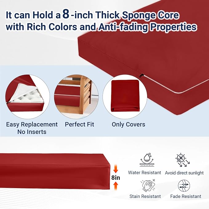 Outdoor Porch Swing Bed Mattress Cover, Twin Size Daybed Fitted Cover, - Image 6