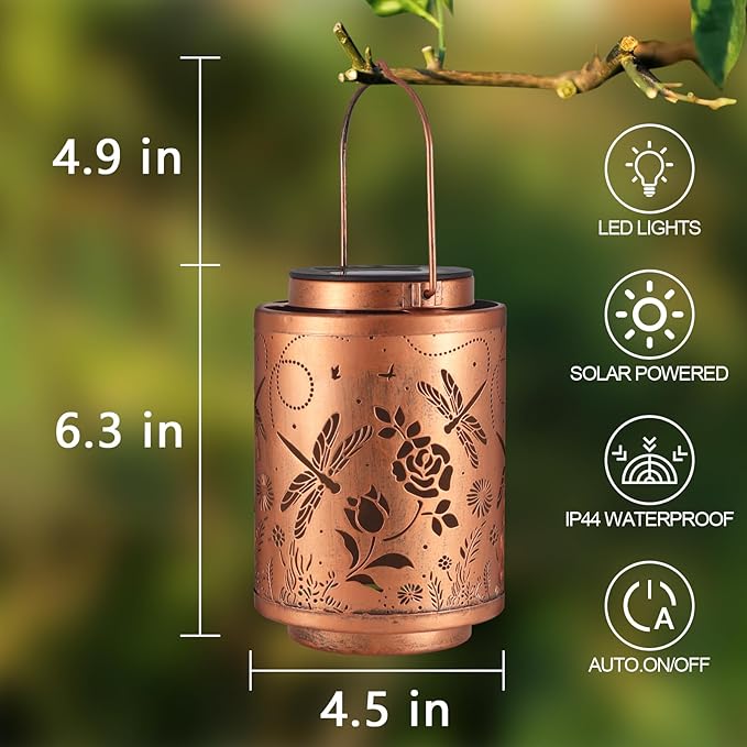 2 Pack Solar Lanterns Garden Decor Birthday Gifts - Image 5