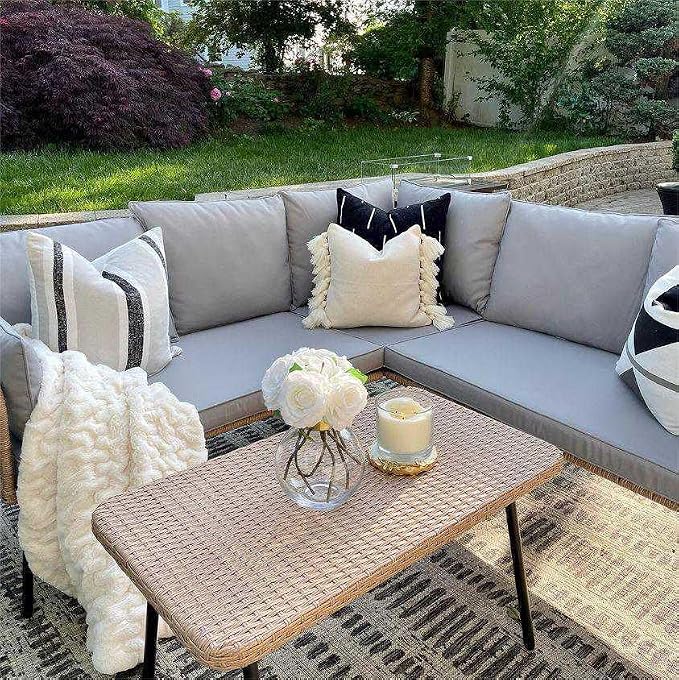 YITAHOME 4 Pieces Patio Furniture Set, Outdoor Wicker Conversation Sectional - Image 9