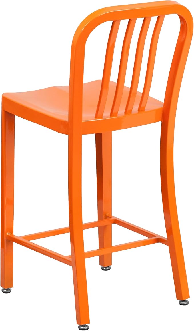 Flash Furniture Commercial Grade 24" High Orange Metal Indoor-Outdoor Counter - Image 8