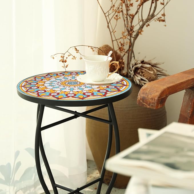 VCUTEKA Mosaic Outdoor Side Table - Image 4