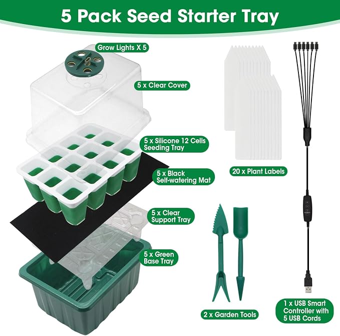 5PCS 60 Cell Self Watering Seed Starter Tray - Image 7