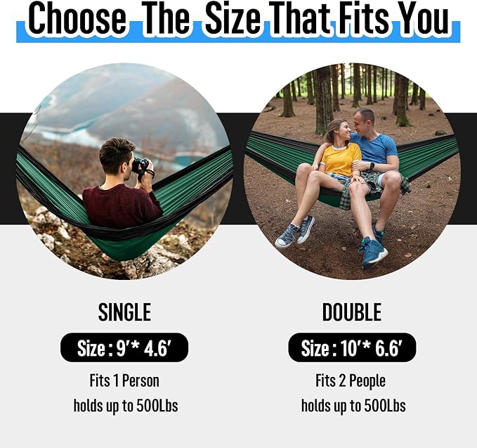 Grassman Camping Hammock Double & Single Portable Hammock - Image 2