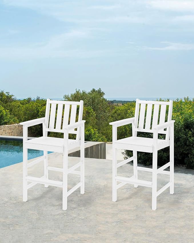 Adirondack Bar Chair Set of 2, HDPE Tall Adirondack Chairs Bar Stools - Image 2