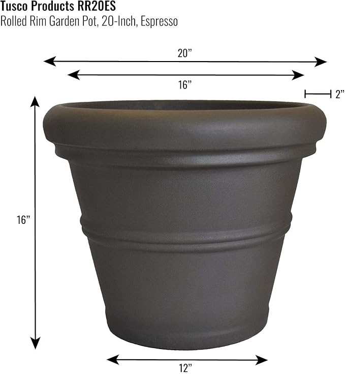 Tusco Products RR20ES Classic Rolled Rim Garden Planter - Image 2