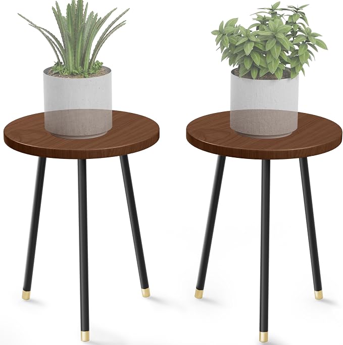 Plant Stand Indoor 2 Pack: Adjustable Wood 16 Inch Plant Stand by SAKSUNFORYOU