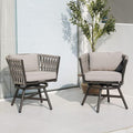 Grand patio Swivel Rope Wicker Chairs Set of 2, Patio Dining Chairs by GrandPatio