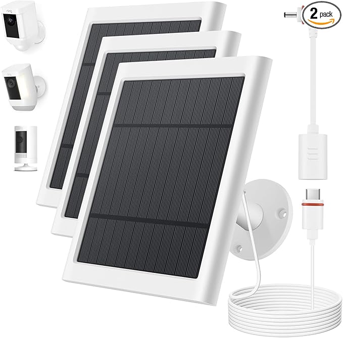 IP65 Solar Panel for Rings Camera White 3pack 4W Solar Charger Compatible by Paodekua