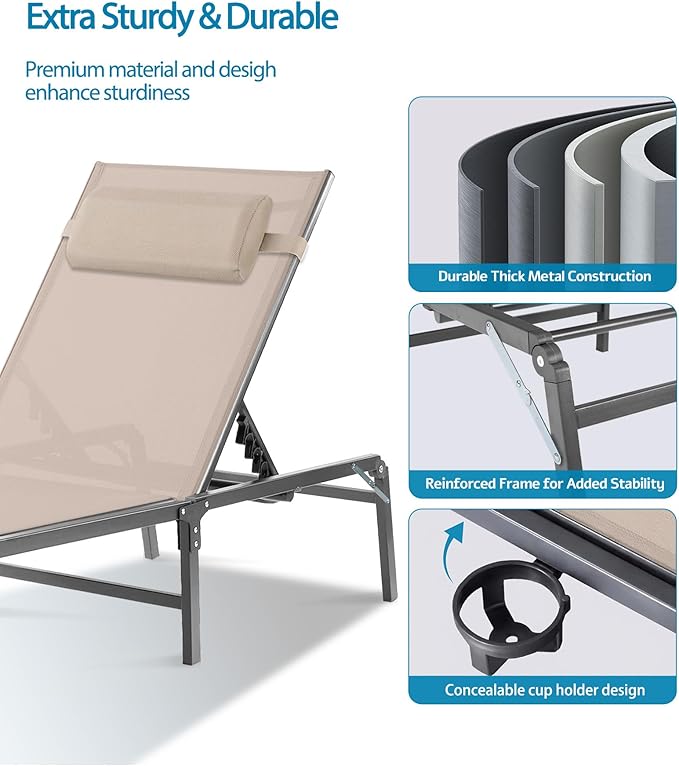 Foldable Chaise Lounge Chair - Image 6