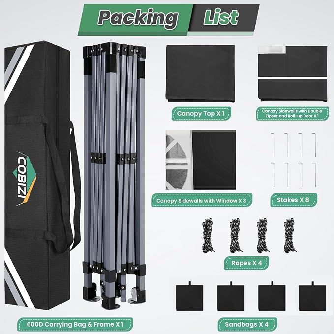 COBIZI 10x10 Pop Up Canopy Tent - Image 6
