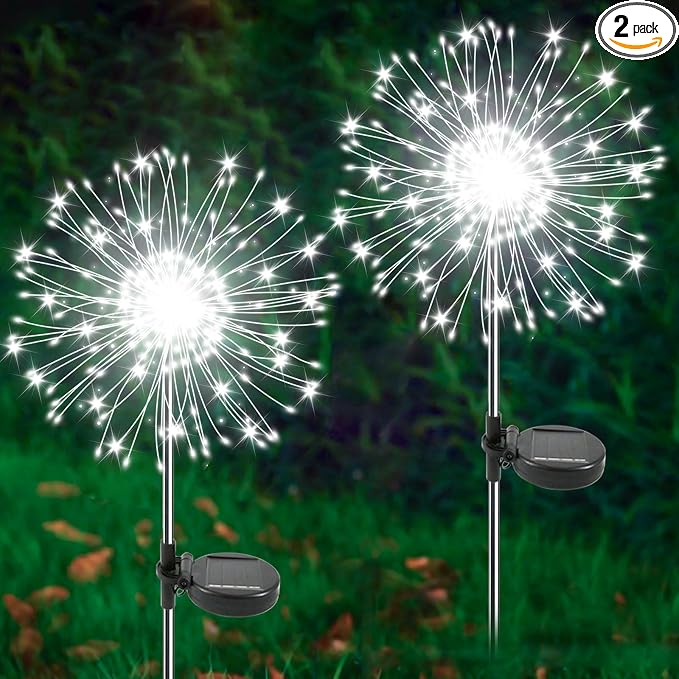 Solar Garden Lights Outdoor, 2 Pack 120 LED Twinkling Firework Lights Decorative by Yaafen