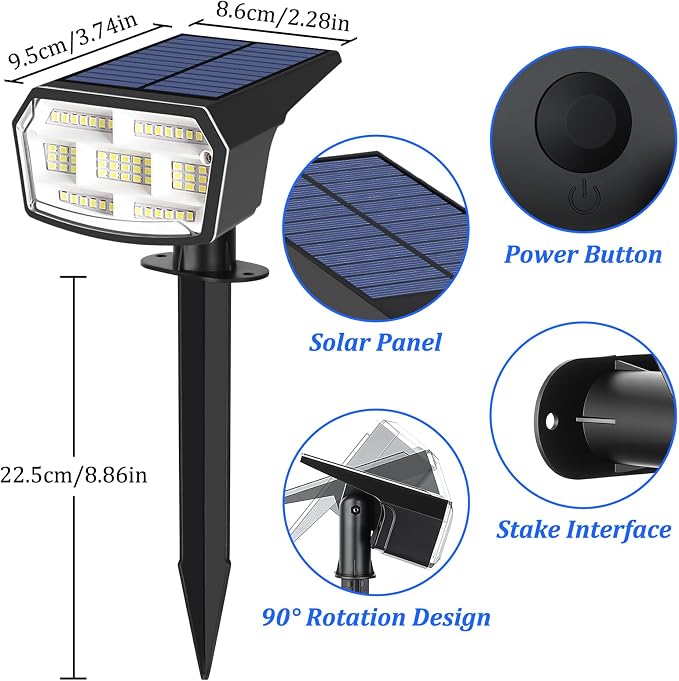 Sucolite 6-Pack Solar Spot Lights Outdoor Waterproof IP65, 3 Lighting Modes - Image 7