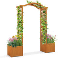 Giantex Garden Arbor with Planter, Wooden Planter Arch with Trellis, Outdoor by Giantex