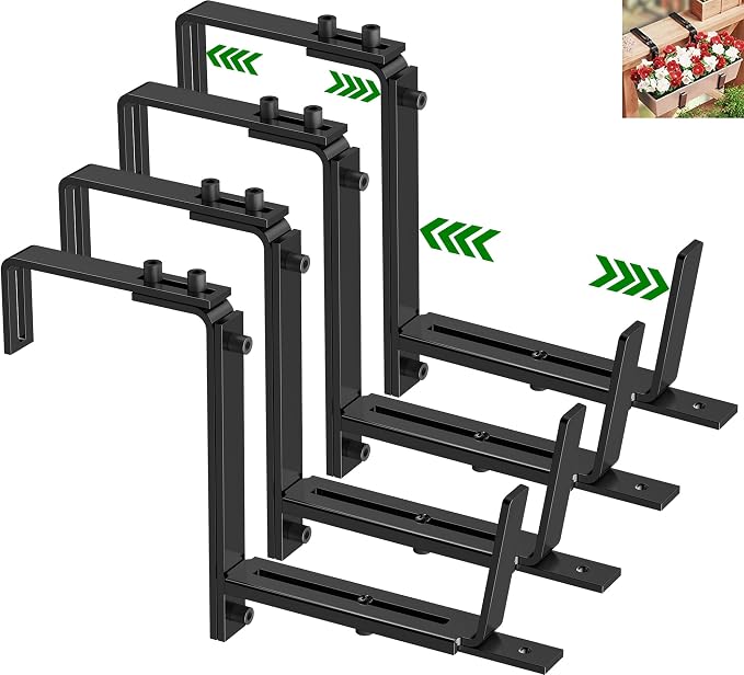 HFHOME 4PCS Adjustable Planter Window Box Planters Hanging Flower Box Holders by HFHOME