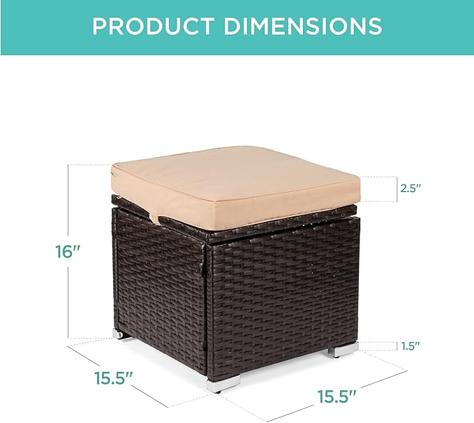 Best Choice Products Set of 2 Wicker Ottomans, Additional Seating, Side Table - Image 3