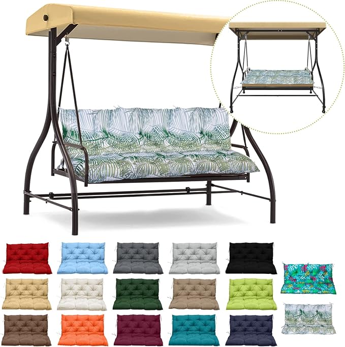 Waterproof Porch Swing Cushion Replacement, Thick 4" 2–3 Seat Outdoor Swing by RUFXIEZW