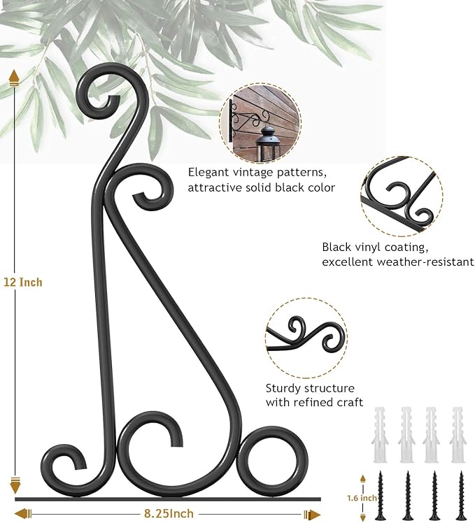 Fashion&cool Wall Hanging Plant Brackets, 12 Inch Retro Heavy Duty Iron Plant - Image 2