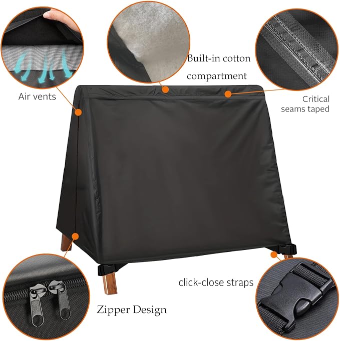 Porch Swing Cover 63 Inch Waterproof 600D Oxford Hanging Outdoor Swing Cover - Image 3