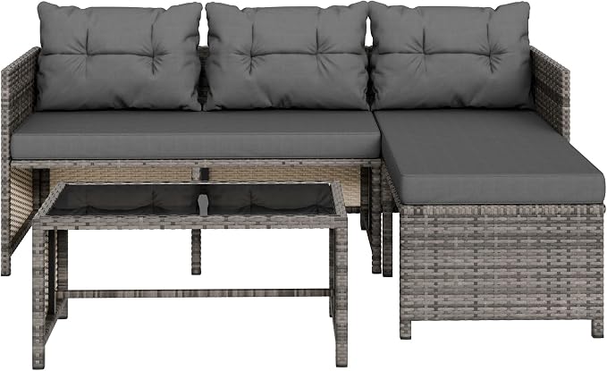 Vongrasig 3 Pieces Patio Furniture Sets, All-Weather Wicker Outdoor Sofa Couch - Image 8