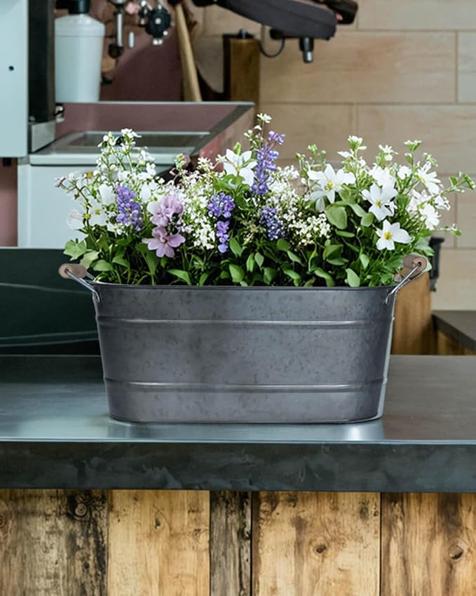 15 Inch Galvanized Planters for Outdoor Plants - Image 4