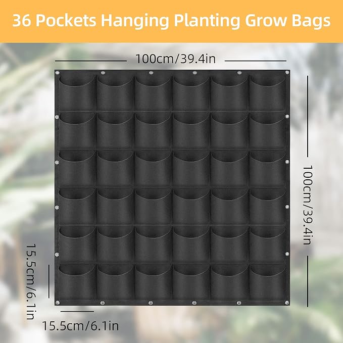 Hanging Planting Grow Bags, 36 Pockets Hanging Vertical Wall Planter Wall - Image 2