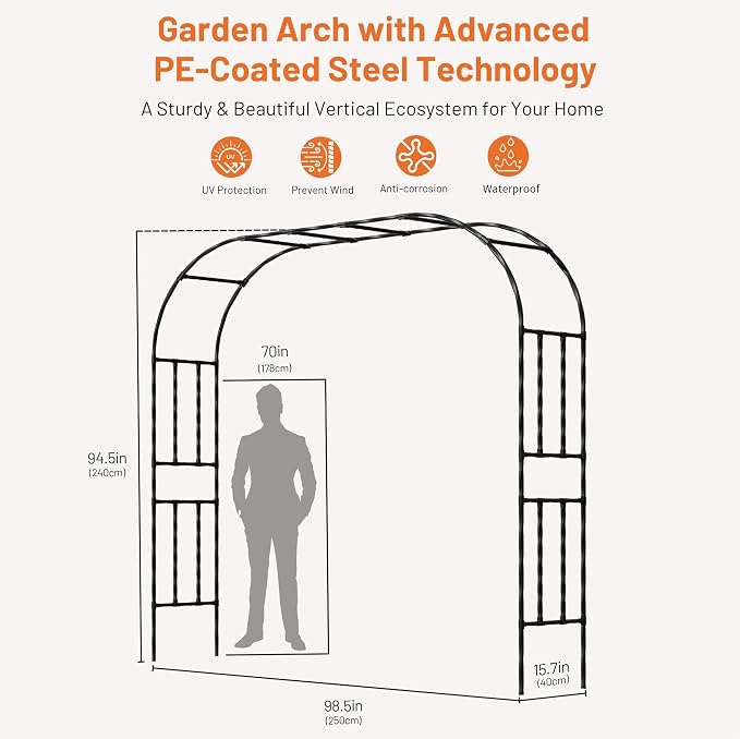 Garden Arch, 98.5’’x94.5’’ Arbor Trellis, Garden Arch Trellis - Image 2