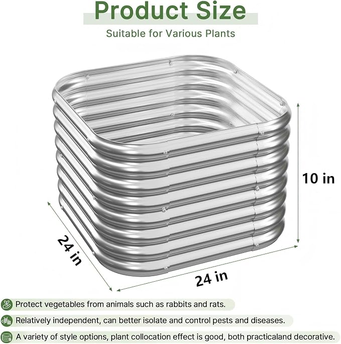 4 PCS Galvanized Raised Garden Bed Outdoor, Metal Garden Bed - Image 2