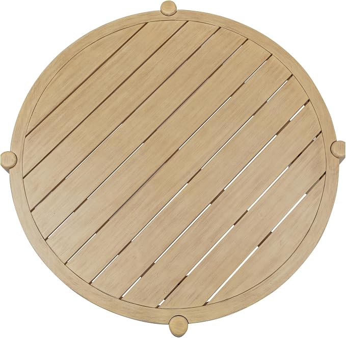 Nathan James Bora Round Outdoor Coffee Table, Farmhouse Wood Coffee Table - Image 6