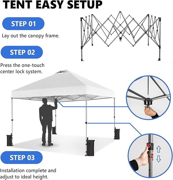 Sweetcrispy 10x10ft Pop Up Canopy Tent - Image 4