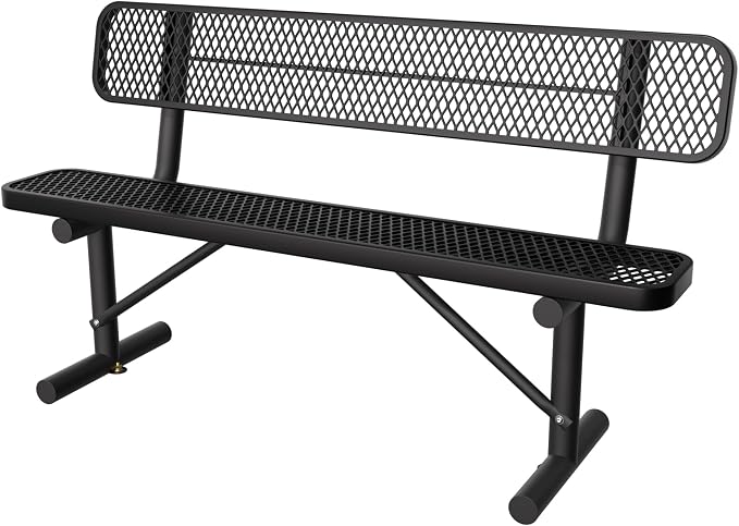 6 Feet Heavy Duty Metal Park Bench by Sunnibety