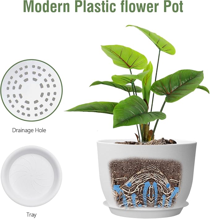 12 inch Large Plant Pots, Plastic Planters - Image 4