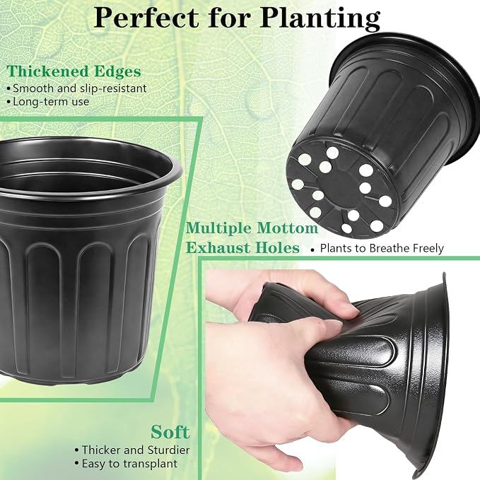 60-Packs 1 Gallon-S Flexible Plastic Plant Nursery Pots - Image 3