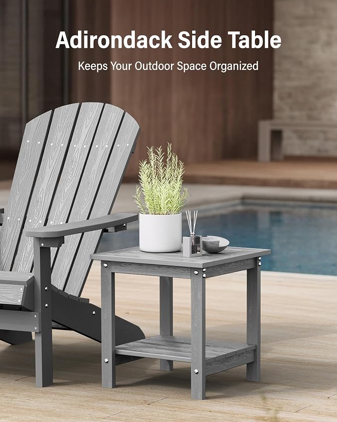 YEFU Outdoor Side Table for Patio: 16x16 in HIPS Small Square Outdoor End Table - Image 7