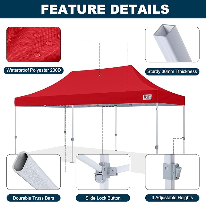 MASTERCANOPY Pop Up Canopy Tent Commercial Grade 10x20 Instant Shelter - Image 3