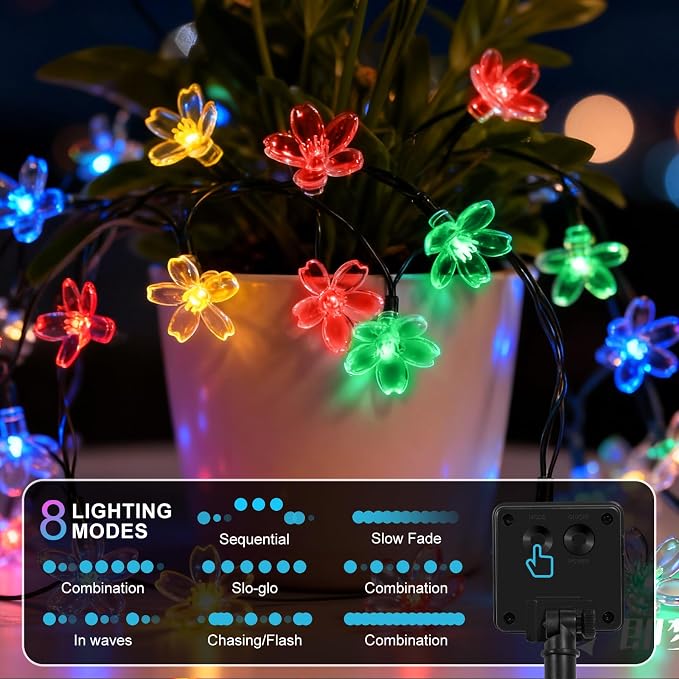 60 LED Solar String Lights Outdoor Waterproof Flower Fairy Lights - Image 2