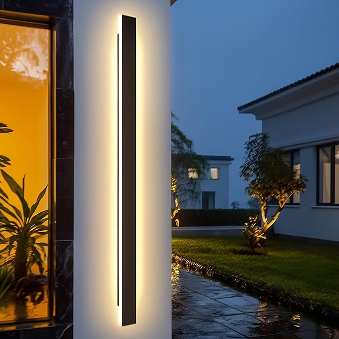 Outdoor Wall Light LED Long Wall Sconce 49.22in Ip65 Waterproof Black Modern by YCMGEAD