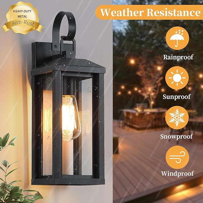 Large Outdoor Wall Light Fixtures 2-Pack, Anti-Rust Porch Lights - Image 3