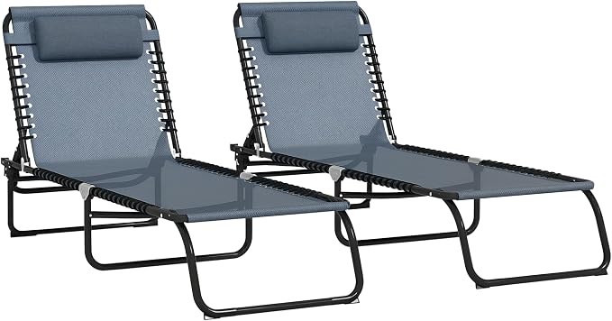 Outsunny Folding Chaise Lounge Chair Set of 2, Patio Sun Tanning Chair by Outsunny