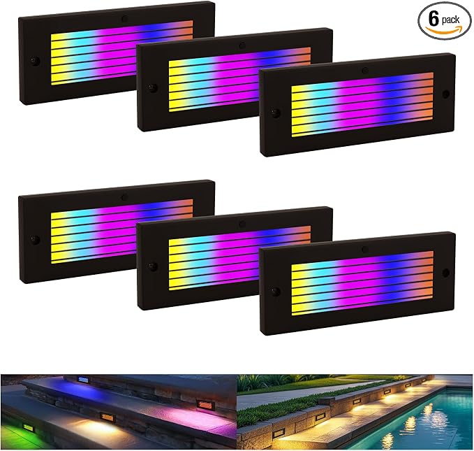 Color Changing RGB Low Voltage Deck Lights, 8.7 Inch 12V Waterproof Wired by ZestPatio