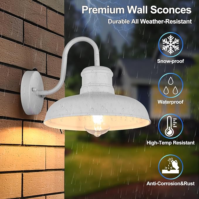 TOBUSA 2-Pack Dusk to Dawn Outdoor Wall Lights, Waterproof Farmhouse Gooseneck - Image 4
