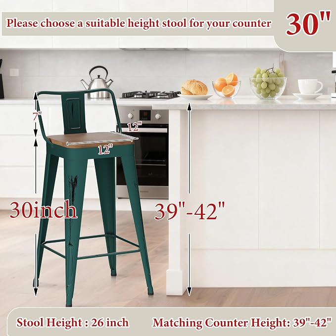Andeworld Bar Stools Set of 4 Bar Height Stools Industrial Metal Barstools - Image 4