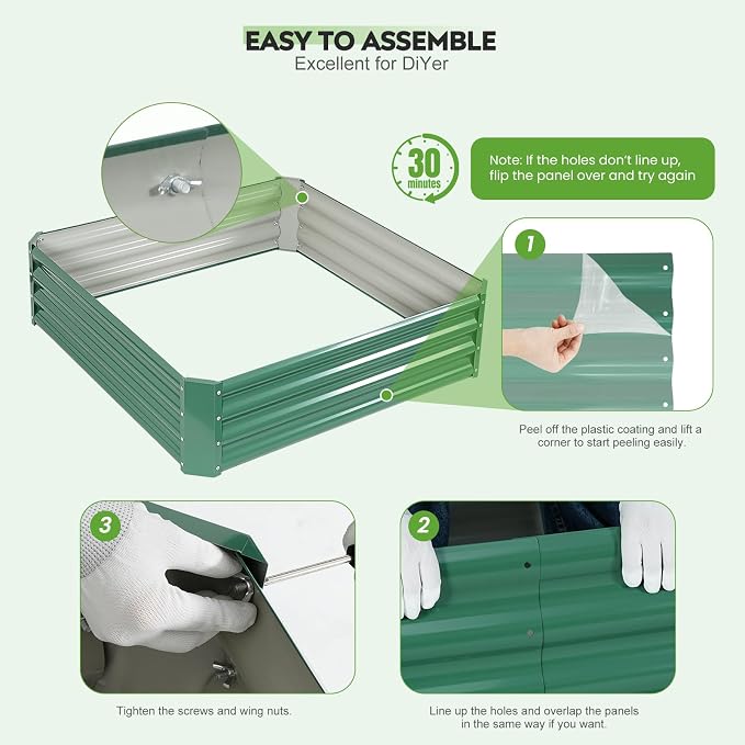 ZORMY 2 Pcs 4x4x1ft Galvanized Raised Garden Bed Outdoor, Metal Planter Boxes - Image 8